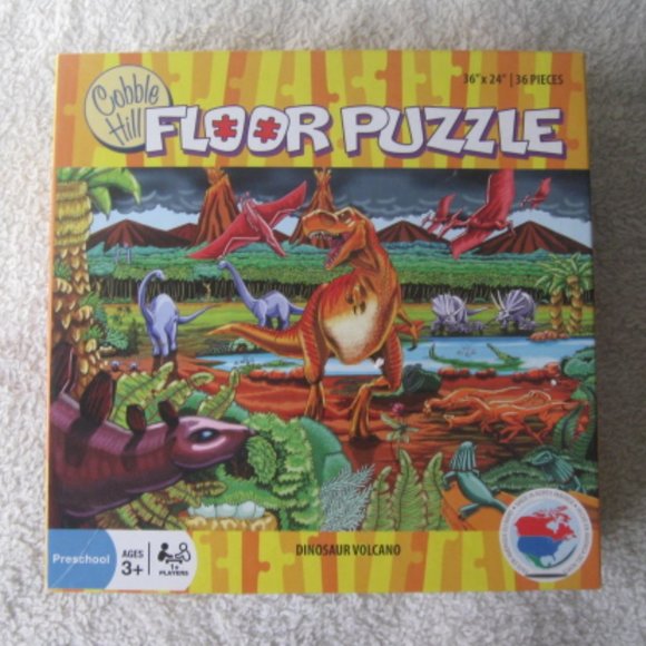 Cobble Hill Dinosaur Volcano Floor Puzzle - Picture 1 of 2